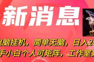 （10800期）最新电脑挂机，简单无脑，日入2000+适合新手小白个人可矩阵，工作室模…