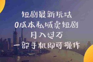 （10716期）短剧最新玩法    0成本私域卖短剧     月入过万     一部手机即可操作