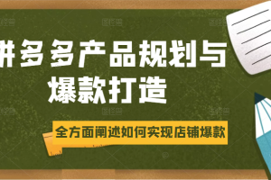 拼多多产品规划与爆款打造，全方面阐述如何实现拼多多店铺爆款