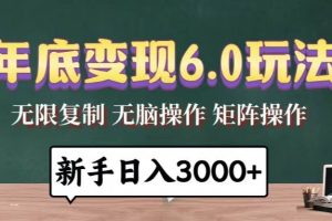 （13691期）年底变现6.0玩法，一天几分钟，日入3000+，小白无脑操作