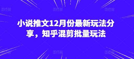 小说推文12月份最新玩法分享,知乎混剪批量玩法