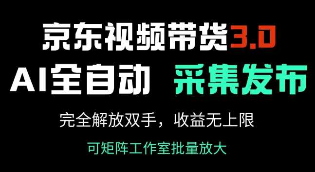 京东视频带货3.0,Ai全自动采集+自动发布,完全解放双手,收入无上限