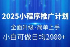 2025小程序推广计划，全面升级，简单上手，日均多张【揭秘】