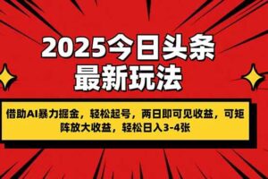 （14306期）2025今日头条最新玩法，借助AI暴力掘金，轻松起号，两日即可见收益，可…