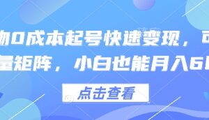 得物0成本起号快速变现，可批量矩阵，小白也能月入6k