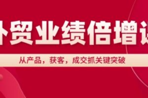 外贸业绩倍增课，从产品，获客，成交抓关键突破