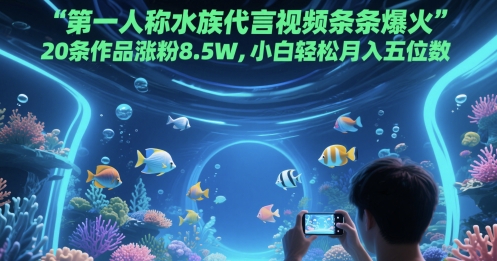 第一人称水族代言视频条条爆火,20条作品涨粉8.5W,小白轻松月入五位数