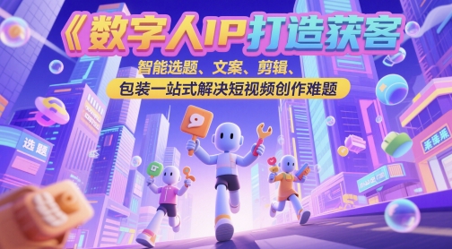 数字人IP打造获客变现实操课,智能选题、文案、剪辑、包装一站式解决短视频创作难题