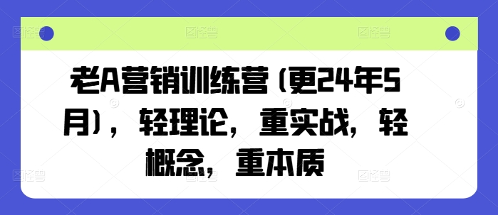 老A营销训练营(更25年6月),轻理论,重实战,轻概念,重本质