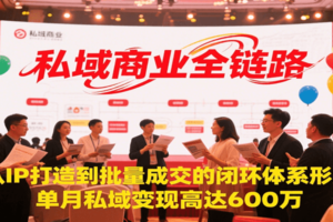私域商业全链路，从IP打造到批量成交的闭环体系形成，单月私域变现600万