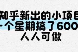知乎新出的小项目，一个星期搞了600+，人人可做