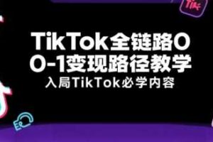 TikTok全链路0-1变现路径教学，入局TikTok必学内容