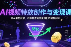 （15587期）AI视频特效创作与变现课：从AI素材获取、创意制作到流量转化的完整闭环
