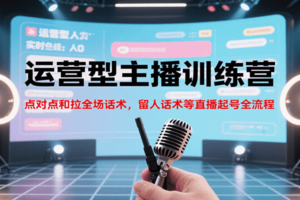 运营型主播训练营，点对点和拉全场话术，留人话术等直播起号全流程（更新8月）