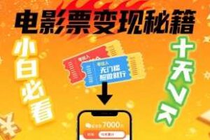 小白必看！卖电影票项目，零投入无门槛谁都能做，十天到手 7k，照做就行【揭秘】