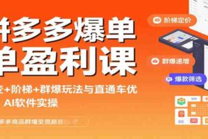 拼多多爆单盈利课：裂变+阶梯+群爆玩法与直通车优化、AI 软件实操