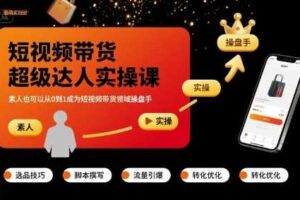 短视频带货超级达人实操课，素人也可以从0到1成为短视频带货领域操盘手