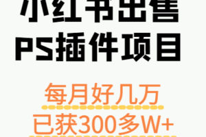 小红书出售PS插件项目，每月都收入好几万，长期操作已获利300多W+