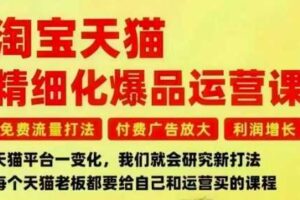 淘宝天猫精细化爆品运营课，免费流量打法-付费广告放大-利润增长-三大核心痛点，一次全部解决