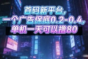 首码新平台,一个广告保底0.2-0.4,单机一天可以撸80,可矩阵操作【揭秘】
