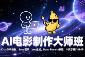 （17011期）AI电影制作大师班：ChatGPT编剧、Suno配乐、Veo生成，Nano Banana教程，中英字幕|1080P