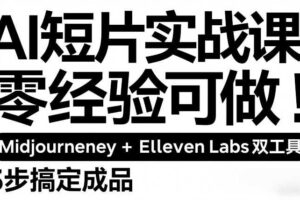 AI短片实战课：零经验可做，Midjourney+ElevenLabs双工具，3步搞定成品