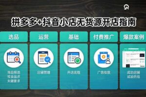 拼多多+抖音小店无货源开店，包括：选品、运营、基础、付费推广、爆款案例等(更新26年2月)