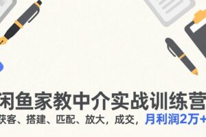 （17379期）闲鱼家教中介实战训练营，获客、搭建、匹配、放大，成交，月利润2万+