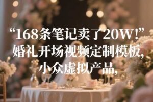 168条笔记卖了20W!婚礼开场视频定制模板,小众虚拟产品