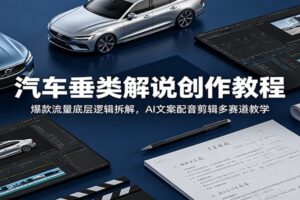 汽车垂类解说创作教程:爆款流量底层逻辑拆解,AI文案配音剪辑多赛道教学