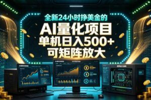 全新24小时挣美金的AI量化项目,单机日入500+,每天见收益,可矩阵放大【揭秘】