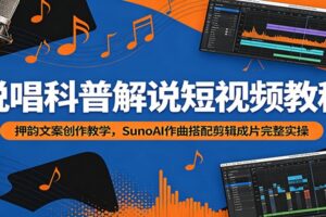说唱科普解说短视频教程:押韵文案创作教学,SunoAI作曲搭配剪辑成片完整实操