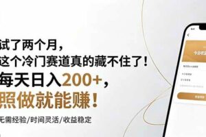 (19019期)试了两个月,这个冷门赛道真的藏不住了!每天日入200+,照做就能赚!