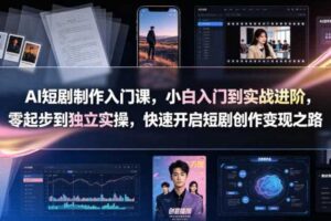AI短剧制作入门课,小白入门到实战进阶,零起步到独立实操,快速开启短剧创作变现之路