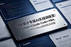 (19028期)财会审计专属 AI实战训练营:Python+Claude Code+VBA,Excel/PDF/Word自动化全流程