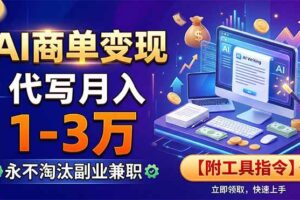(19102期)AI商单变现,靠代写月入1-3万,永不淘汰副业兼职【附工具指令】