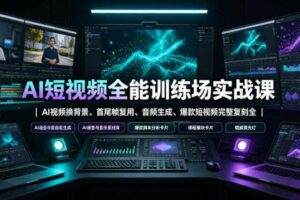 AI短视频全能训练场实战课|AI视频换背景、首尾帧复用、音频生成、爆款短视频完整复刻全套实操教学