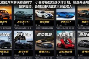 某大佬的汽车解说赛道教学,小白零基础吃透伙伴计划、精选开通规则、独家签约,叠加三重收益放大副业收入