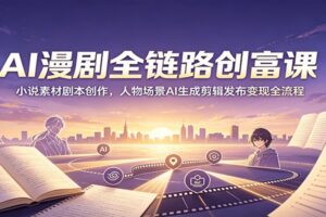 AI漫剧全链路创富课:小说素材剧本创作,人物场景AI生成剪辑发布变现全流程