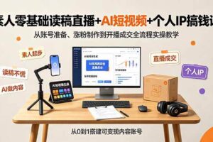 (19232期)素人零基础读稿直播+AI短视频+个人IP搞钱课,从账号准备、涨粉制作到开播成交全流程实操教学
